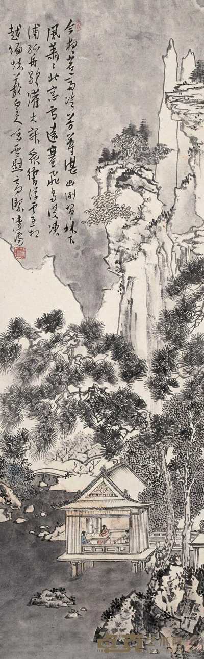 溥儒 雪景山水 镜片 104.5×33cm
